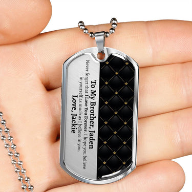 Personalized Brother (From Sibling) Dog Tag Necklace - Love You This Much